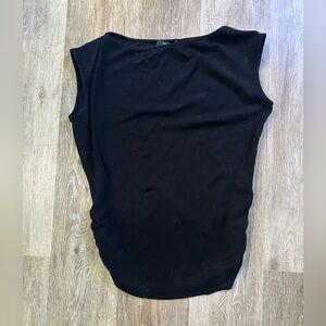 Theory Classic Black Boat Neck Top with Rouching